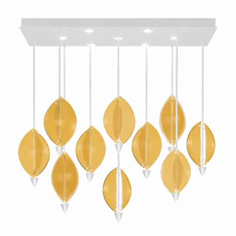 100056-62 Fine Art Lighting Embark 59"W Rectangular Pendant with White/Amber Finish