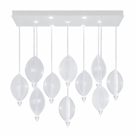 100056-63 Fine Art Lighting Embark 59"W Rectangular Pendant with White/Clear Finish