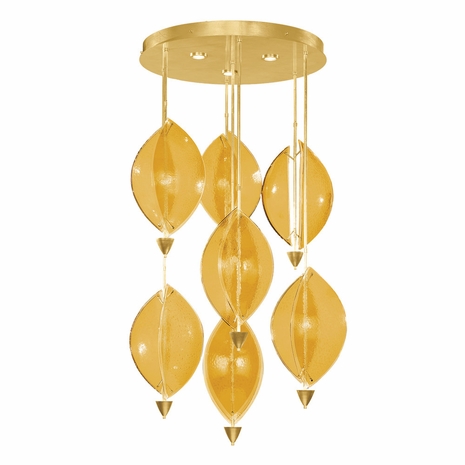 100060-32 Fine Art Lighting Embark 40"W Round Pendant with Gold Leaf/Amber Finish