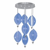 100060-41 Fine Art Lighting Embark 40"W Round Pendant with Silver Leaf/Blue Finish
