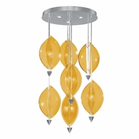 100060-42 Fine Art Lighting Embark 40"W Round Pendant with Silver Leaf/Amber Finish
