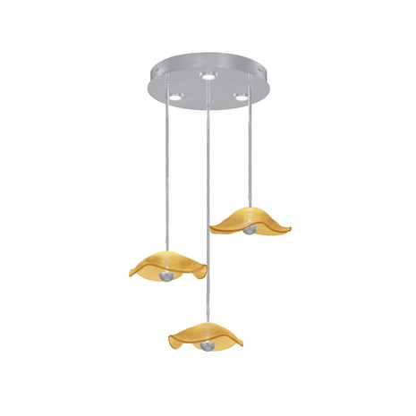 100065-42 Fine Art Lighting Embark 31.25"W Round Pendant with Silver Leaf/Amber Finish
