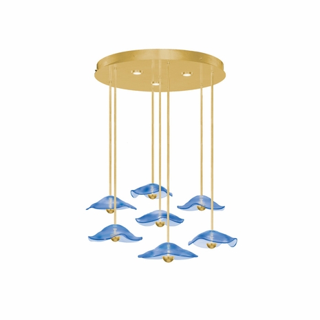 100066-31 Fine Art Lighting Embark 43"W Round Pendant with Gold Leaf/Blue Finish