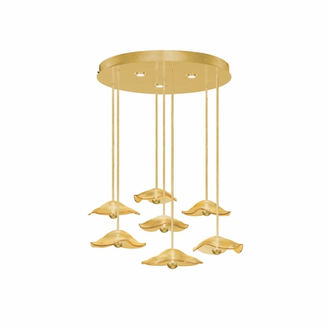 100066-32 Fine Art Lighting Embark 43"W Round Pendant with Gold Leaf/Amber Finish