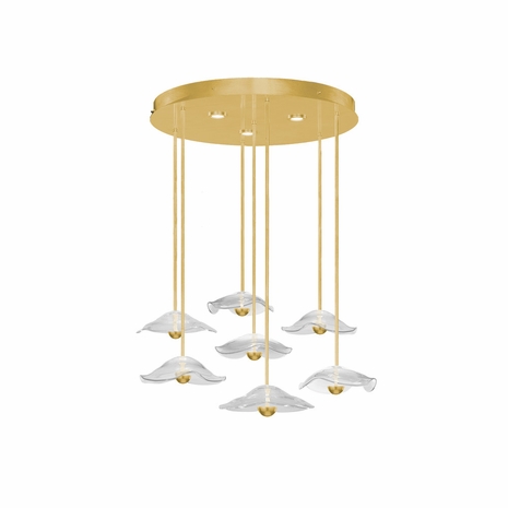 100066-33 Fine Art Lighting Embark 43"W Round Pendant with Gold Leaf/Clear Finish