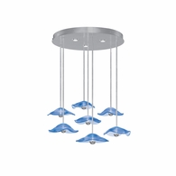 100066-41 Fine Art Lighting Embark 43"W Round Pendant with Silver Leaf/Blue Finish