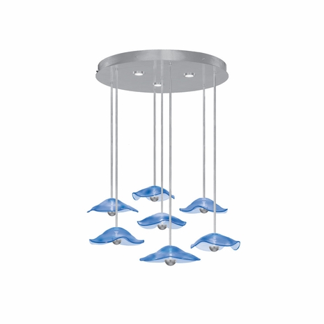 100066-41 Fine Art Lighting Embark 43"W Round Pendant with Silver Leaf/Blue Finish