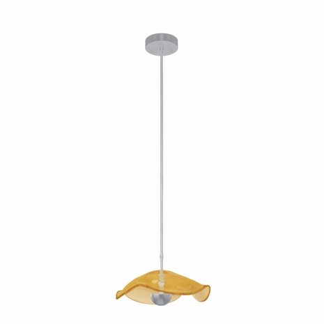 100067-42 Fine Art Lighting Embark 12"W Round Pendant with Silver Leaf/Amber Finish