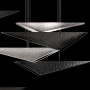 100116-45 Fine Art Lighting Volo 60.5"W Rectangular Pendant with Silver/Smoke Hammered Finish