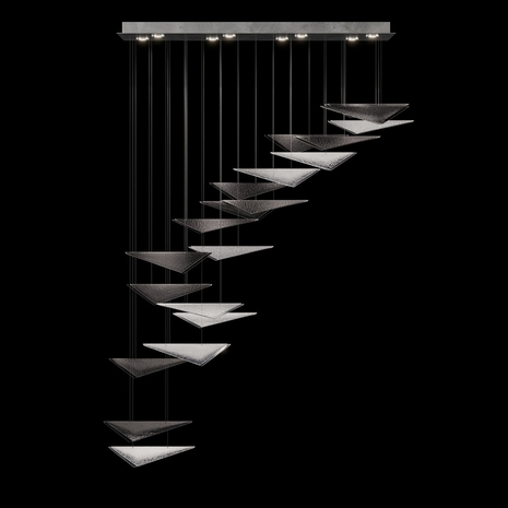 100116-45 Fine Art Lighting Volo 60.5"W Rectangular Pendant with Silver/Smoke Hammered Finish