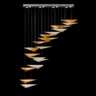 100116-46 Fine Art Lighting Volo 60.5"W Rectangular Pendant with Silver/Amber Hammered Finish
