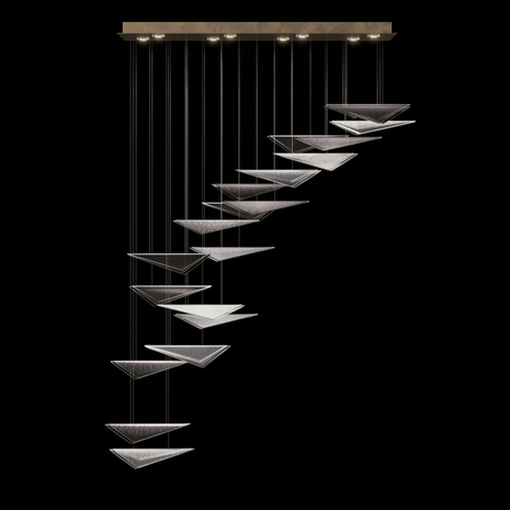 100116-52 Fine Art Lighting Volo 60.5"W Rectangular Pendant with Soft Gold/Smoke Linear Finish