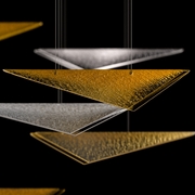 100116-56 Fine Art Lighting Volo 60.5"W Rectangular Pendant with Soft Gold/Amber Hammered Finish