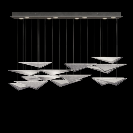 100117-41 Fine Art Lighting Volo 58"W Rectangular Pendant with Silver/Clear Linear Finish
