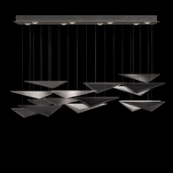 100117-42 Fine Art Lighting Volo 58"W Rectangular Pendant with Silver/Smoke Linear Finish
