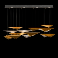 100117-43 Fine Art Lighting Volo 58"W Rectangular Pendant with Silver/Amber Linear Finish