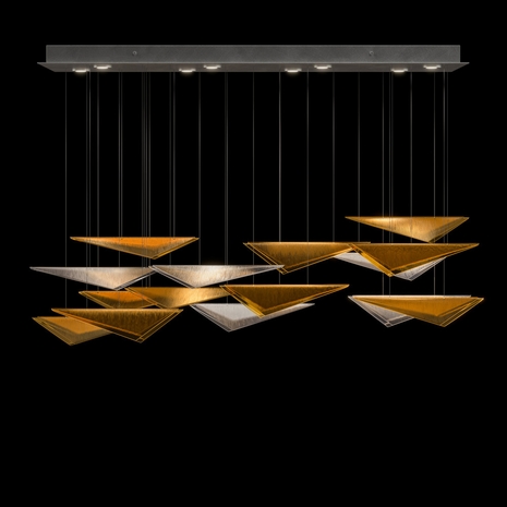 100117-43 Fine Art Lighting Volo 58"W Rectangular Pendant with Silver/Amber Linear Finish