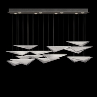100117-44 Fine Art Lighting Volo 58"W Rectangular Pendant with Silver/Clear Hammered Finish