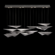 100117-45 Fine Art Lighting Volo 58"W Rectangular Pendant with Silver/Smoke Hammered Finish