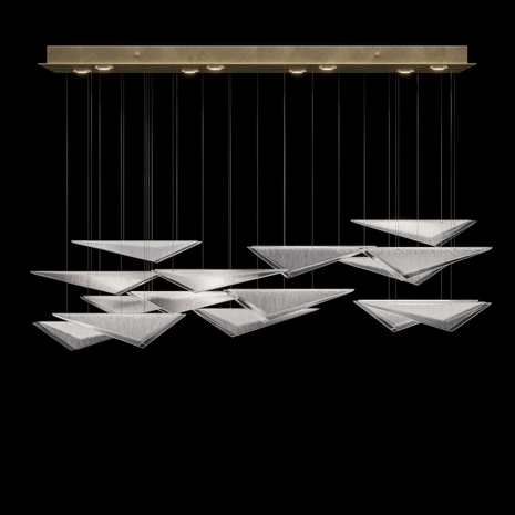 100117-51 Fine Art Lighting Volo 58"W Rectangular Pendant with Soft Gold/Clear Linear Finish