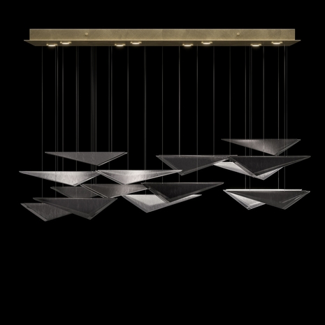 100117-52 Fine Art Lighting Volo 58"W Rectangular Pendant with Soft Gold/Smoke Linear Finish