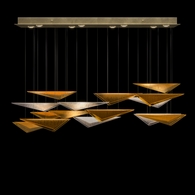 100117-53 Fine Art Lighting Volo 58"W Rectangular Pendant with Soft Gold/Amber Linear Finish