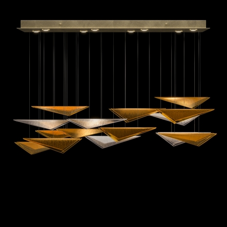 100117-53 Fine Art Lighting Volo 58"W Rectangular Pendant with Soft Gold/Amber Linear Finish