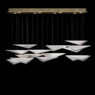100117-54 Fine Art Lighting Volo 58"W Rectangular Pendant with Soft Gold/Clear Hammered Finish