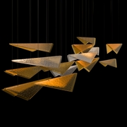 100117-56 Fine Art Lighting Volo 58"W Rectangular Pendant with Soft Gold/Amber Hammered Finish