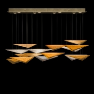 100117-56 Fine Art Lighting Volo 58"W Rectangular Pendant with Soft Gold/Amber Hammered Finish