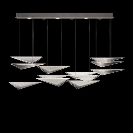 100118-41 Fine Art Lighting Volo 58"W Rectangular Pendant with Silver/Clear Linear Finish