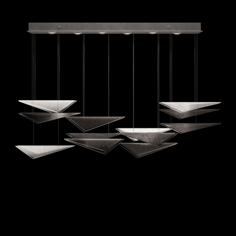100118-42 Fine Art Lighting Volo 58"W Rectangular Pendant with Silver/Smoke Linear Finish