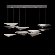 100118-45 Fine Art Lighting Volo 58"W Rectangular Pendant with Silver/Smoke Hammered Finish