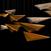 100118-46 Fine Art Lighting Volo 58"W Rectangular Pendant with Silver/Amber Hammered Finish