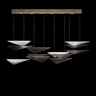 100118-52 Fine Art Lighting Volo 58"W Rectangular Pendant with Soft Gold/Smoke Linear Finish