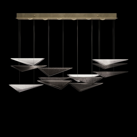 100118-52 Fine Art Lighting Volo 58"W Rectangular Pendant with Soft Gold/Smoke Linear Finish