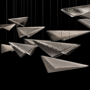 100118-54 Fine Art Lighting Volo 58"W Rectangular Pendant with Soft Gold/Clear Hammered Finish