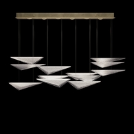 100118-54 Fine Art Lighting Volo 58"W Rectangular Pendant with Soft Gold/Clear Hammered Finish