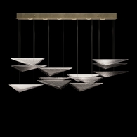 100118-55 Fine Art Lighting Volo 58"W Rectangular Pendant with Soft Gold/Smoke Hammered Finish