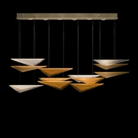 100118-56 Fine Art Lighting Volo 58"W Rectangular Pendant with Soft Gold/Amber Hammered Finish