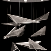 100119-41 Fine Art Lighting Volo 36"W Round Pendant with Silver/Clear Linear Finish