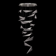 100119-41 Fine Art Lighting Volo 36"W Round Pendant with Silver/Clear Linear Finish