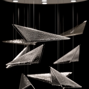100119-44 Fine Art Lighting Volo 36"W Round Pendant with Silver/Clear Hammered Finish
