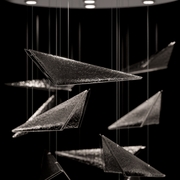 100119-45 Fine Art Lighting Volo 36"W Round Pendant with Silver/Smoke Hammered Finish
