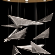 100119-51 Fine Art Lighting Volo 36"W Round Pendant with Soft Gold/Clear Linear Finish