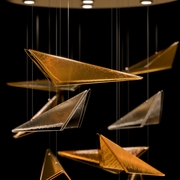 100119-53 Fine Art Lighting Volo 36"W Round Pendant with Soft Gold/Amber Linear Finish