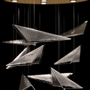 100119-54 Fine Art Lighting Volo 36"W Round Pendant with Soft Gold/Clear Hammered Finish