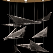 100119-55 Fine Art Lighting Volo 36"W Round Pendant with Soft Gold/Smoke Hammered Finish