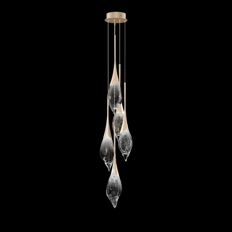 100130-6 Fine Art Lighting Mayu 12.5"W Round Pendant with Champagne Finish