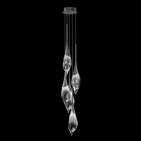 100130-7 Fine Art Lighting Mayu 12.5"W Round Pendant with Midnight Steel Finish